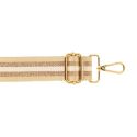 Bandoulière Réglable Rayée Longueur 1,40 m Largeur 40 mm 2 Mousquetons Métal Coloris Ecru Doré
