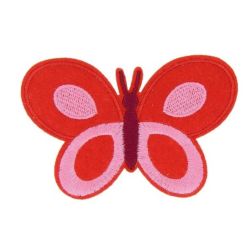 Patch Ecusson Thermocollant Papillon Rouge Orange 5 x 8 cm