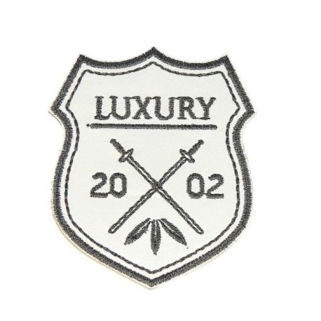 Patch Ecusson Thermocollant Blason Blanc Luxury 5 x 6 cm