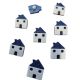 Lot de 8 Boutons Maison Coloris Rouge 15 x 20 mm
