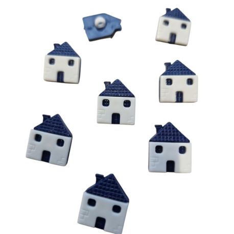 Lot de 8 Boutons Maison Coloris Rouge 15 x 20 mm