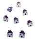 Lot de 8 Boutons Maison Coloris Bleu 15 x 20 mm