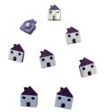Lot de 8 Boutons Maison Coloris Violet 15 x 20 mm