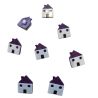 Lot de 8 Boutons Maison Coloris Violet 15 x 20 mm