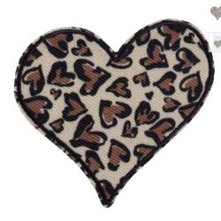 Patch Ecusson Thermocollant Coeur Léopard 6 x 6 cm
