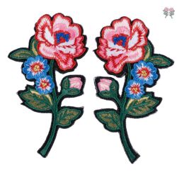 Patch Ecusson Thermocollant Duo de fleurs roses 4,50 x 8,50 cm