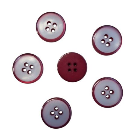 Lot de 6 boutons bordure coloris Bordeaus 23 mm plastique