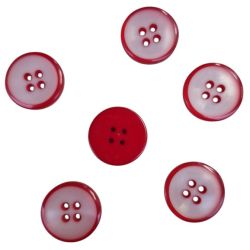 Lot de 6 boutons bordure coloris Rouge 23 mm plastique