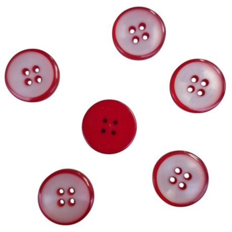 Lot de 6 boutons bordure coloris Rouge 23 mm plastique