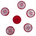 Lot de 6 boutons bordure coloris Rouge 23 mm plastique
