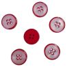 Lot de 6 boutons bordure coloris Rouge 23 mm plastique