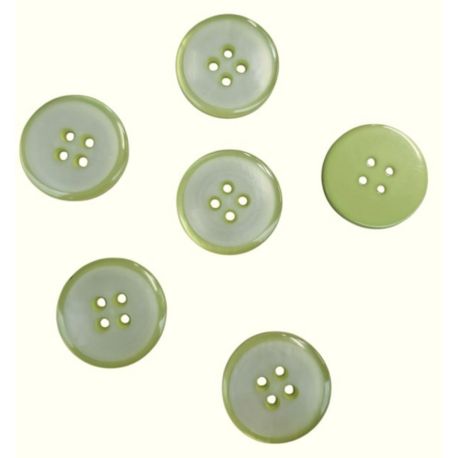 Lot de 6 boutons bordure coloris Anis 23 mm plastique