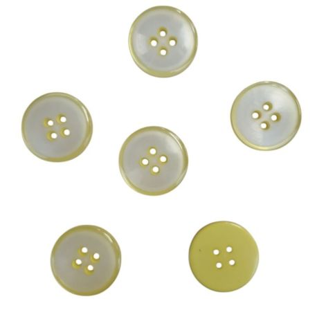 Lot de 6 boutons bordure coloris Jaune 23 mm plastique