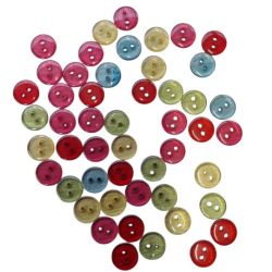Lot de 60 Boutons ronds translucides muliticolores 15 mm Plastique