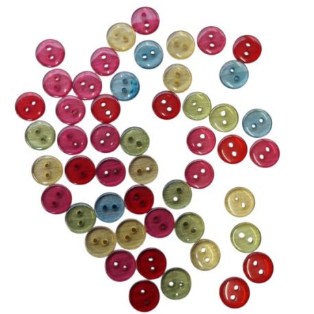 Lot de 60 Boutons ronds translucides muliticolores 15 mm Plastique