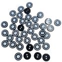 Lot de 50 Boutons ronds noir et blanc 15 mm Plastique