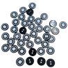 Lot de 50 Boutons ronds noir et blanc 15 mm Plastique