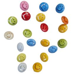 Lot de 20 Boutons Smiley multicolores 15 mm Plastique
