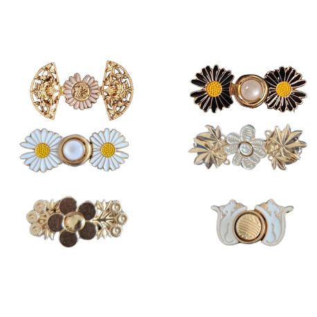 Bouton Clipsable pour Jeans trop Large, Ajuste la Taille Sans Couture, Serre-taille Rapide, Bouton magique Coloris Fleur Smile