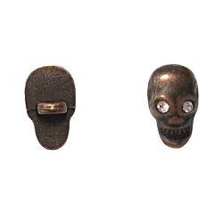 Lot de 4 Boutons Métal Skull Bronze Tête de Mort avec Strass Custom Rock