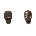 Lot de 4 Boutons Métal Skull Bronze Tête de Mort avec Strass Custom Rock