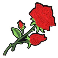 Patch Ecusson Thermocollant Grande Rose Rouge 7,50 x 17,50 cm