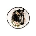 Patch Ecusson Thermocollant Médaillon Cheval Bai 5 x 6 cm
