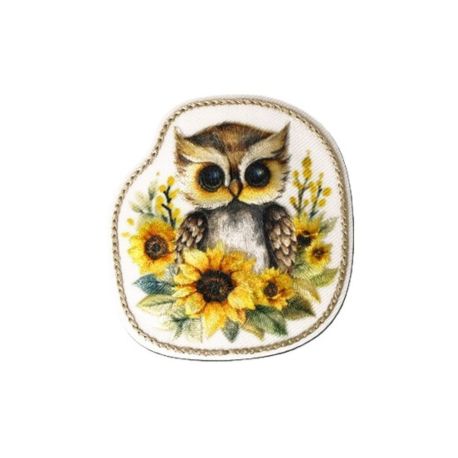 Patch Ecusson Thermocollant Médaillon Chouette Hibou 5 x 5,50 cm