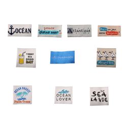 Étiquette tissée à coudre Lot de 10 Message Fun Customisation textile Thème Océan