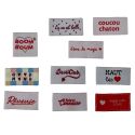 Étiquette tissée à coudre Lot de 10 Message Fun Customisation textile Thème Amour
