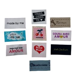 Étiquette tissée à coudre Lot de 10 Message Fun Customisation textile Thème Fait Main