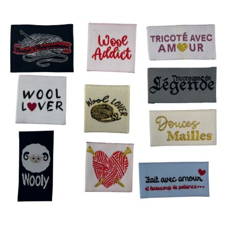 Étiquette tissée à coudre Lot de 10 Message Fun Customisation textile Thème Amour
