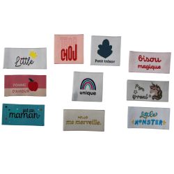 Étiquette tissée à coudre Lot de 10 Message Fun Customisation textile Thème Amour