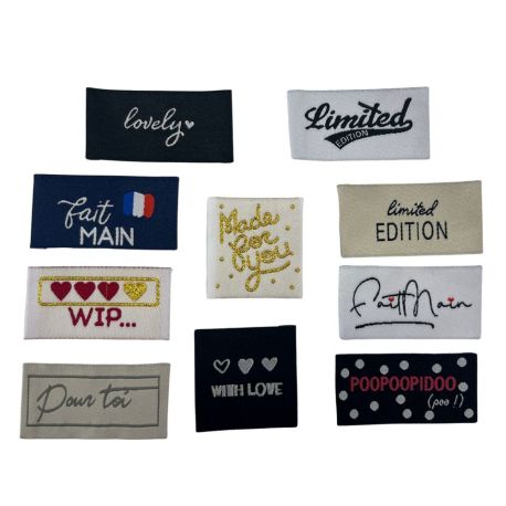 Étiquette tissée à coudre Lot de 10 Message Fun Customisation textile Thème Amour