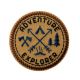 Patch Ecusson Thermocollant Adventure Explorer Rond Marron 5,50 x 5,50 cm
