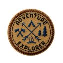 Patch Ecusson Thermocollant Adventure Explorer Rond Marron 5,50 x 5,50 cm