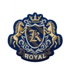 Patch Ecusson Thermocollant Blason Royal Bleu 4,50 x 5 cm