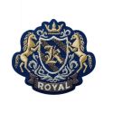 Patch Ecusson Thermocollant Blason Royal Bleu 4,50 x 5 cm
