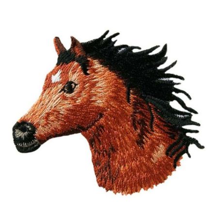 Patch Ecusson Thermocollant Tête de Cheval Bai 5,50 x 6 cm