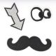 Patch Ecusson Thermocollant Lot de 3 Moustache Flêche Yeux
