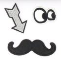 Patch Ecusson Thermocollant Lot de 3 Moustache Flêche Yeux