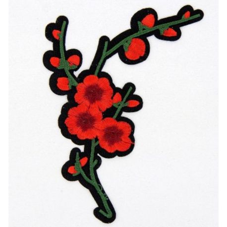 Patch Ecusson Thermocollant Fleurs rouges 9,50 x 12,50 cm