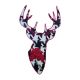 Patch Ecusson Thermocollant Cerf mode hibiscus rouge 4,50 x 7 cm