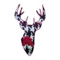 Patch Ecusson Thermocollant Cerf mode hibiscus rouge 4,50 x 7 cm