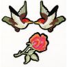 Lot de 3 - Patch Ecusson Thermocollant Oiseaux et Fleurs