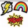Lot de 3 - Patch Ecusson Thermocollant Eclair Arc en ciel Wow