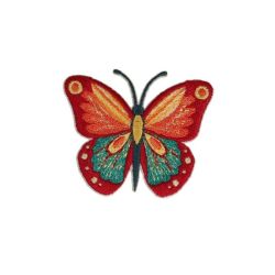 Patch Ecusson Thermocollant Papillon Rose Orange 4 x 4 cm