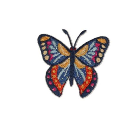 Patch Ecusson Thermocollant Papillon Rose Orange 4 x 4 cm