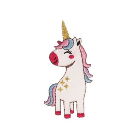 Patch Ecusson Thermocollant Licorne Arc en ciel Girly 3 x 6 cm
