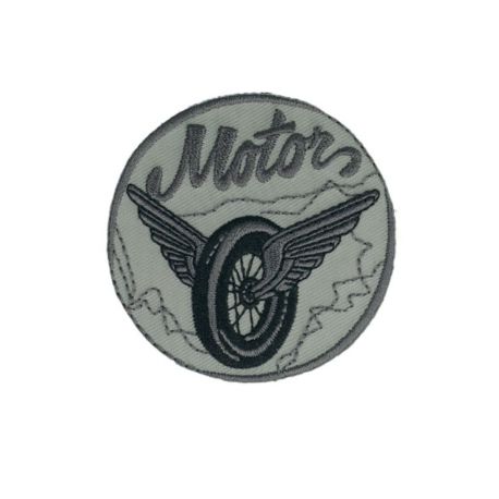 Patch Ecusson Thermocollant Gris Motors 5,50 x 5,50 cm